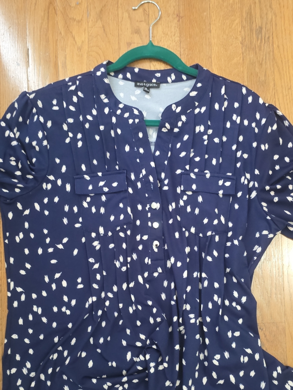 AVA & GRACE BRAND WOMEN'S NAVY BLUE ASYMMETRICAL TUNIC BLOUSE TOP SIZE XL